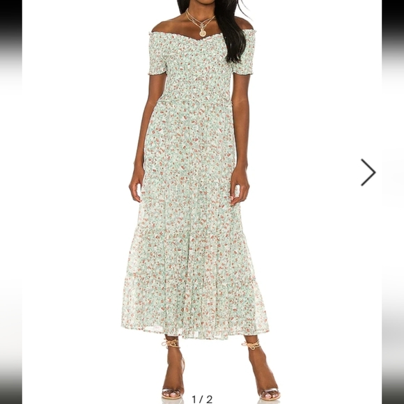 Bb Dakota smock off shoulder criss cross sleeveless dress in purple floral print - Picture 14 of 16